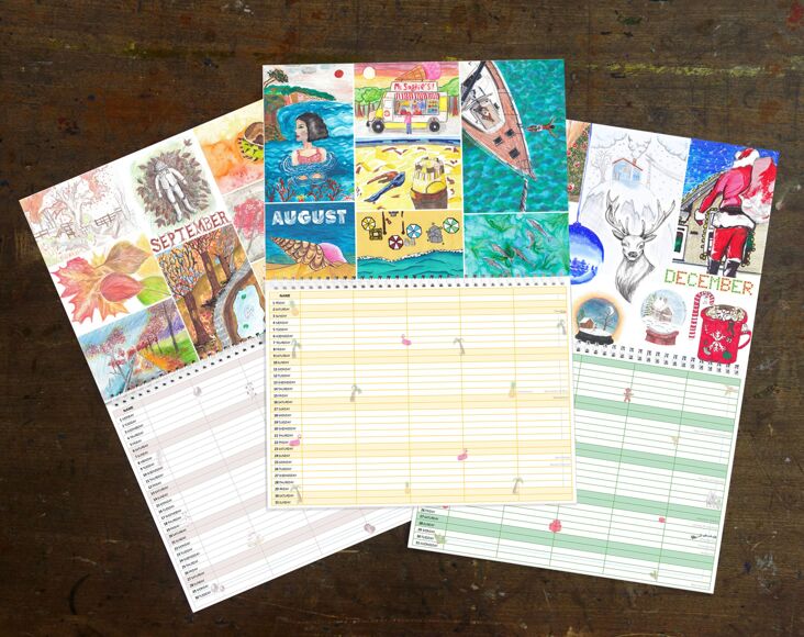 Art pta calendars on desk 2025