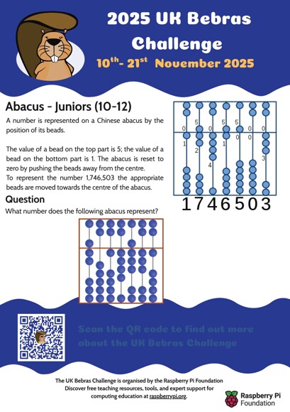 2025 uk bebras challenge poster juniors